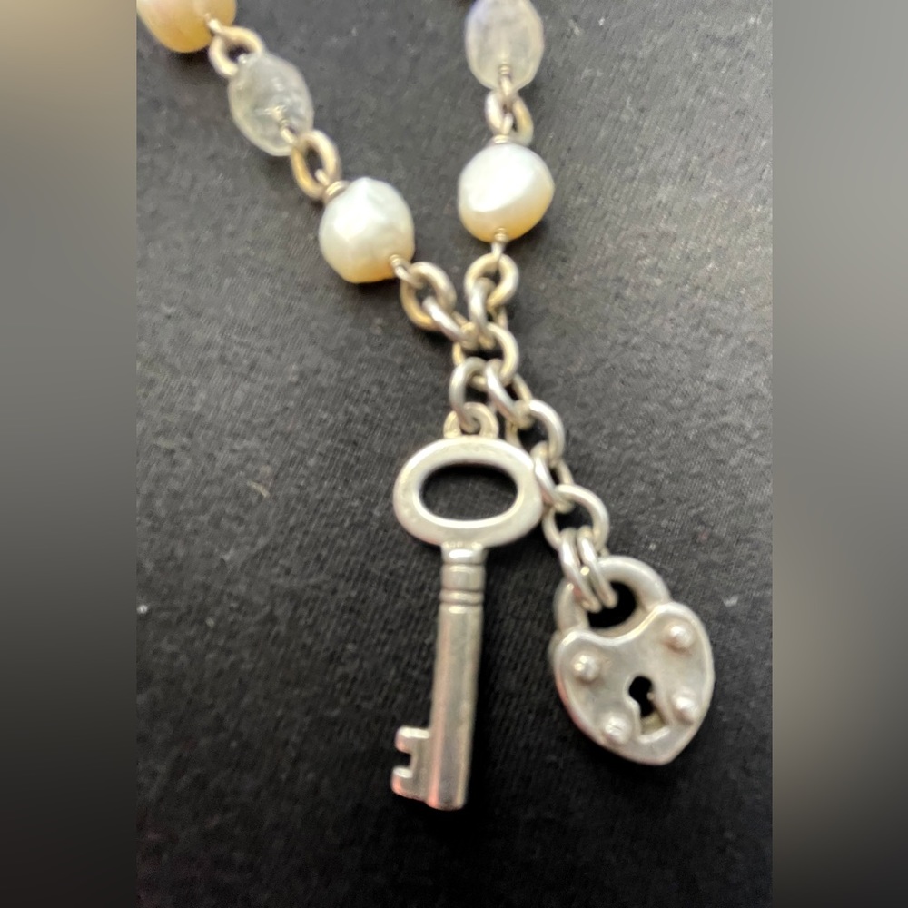 Alana Leigh Sterling necklace with Pearl and Faceted Moonstone